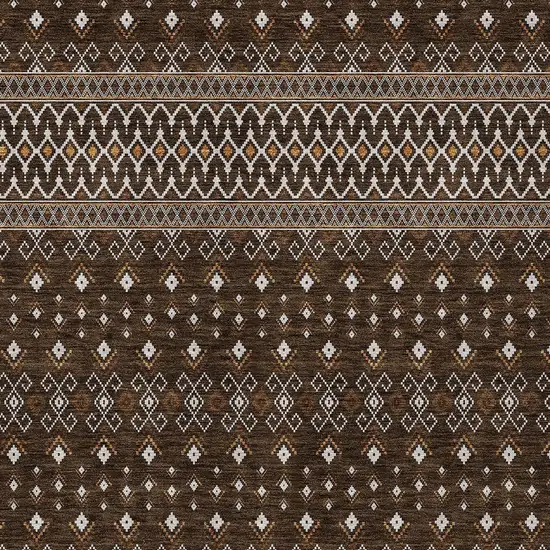Chocolate Taupe And Copper Tribal Washable Indoor Outdoor Area Rug Photo 5