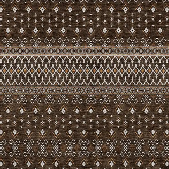 Chocolate Taupe And Copper Tribal Washable Indoor Outdoor Area Rug Photo 5