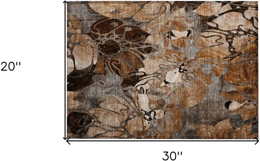 Chocolate Terracotta and Ivory Abstract Washable Indoor Outdoor Area Rug Photo 3