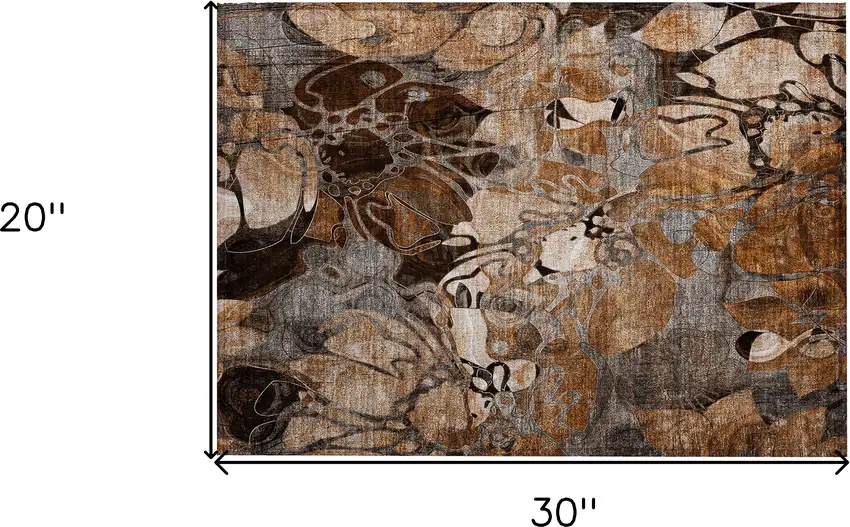 Chocolate Terracotta and Ivory Abstract Washable Indoor Outdoor Area Rug Photo 3