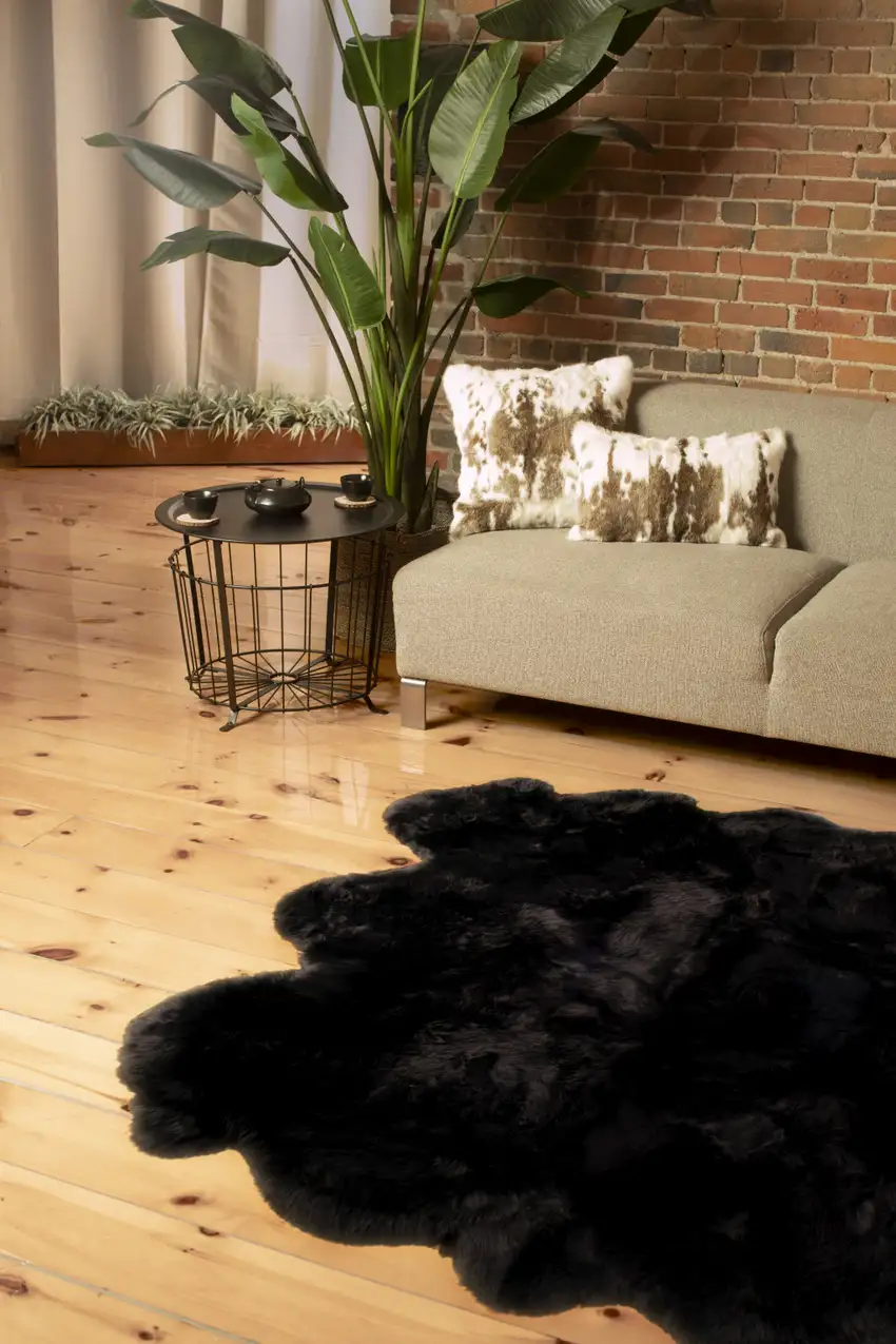Chocolate Wool Sheepskin Handmade Area Rug Photo 3