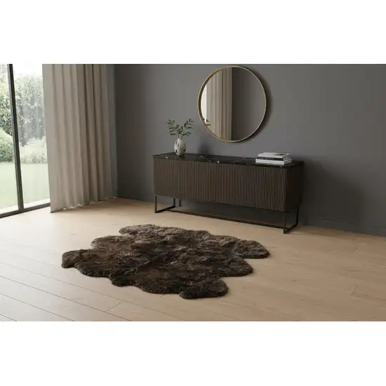 Chocolate Wool Sheepskin Handmade Area Rug Photo 1