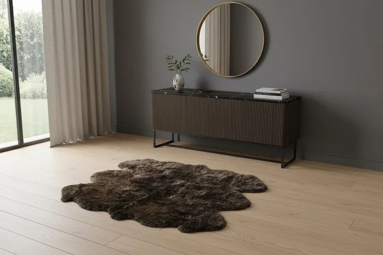 Chocolate Wool Sheepskin Handmade Area Rug Photo 5