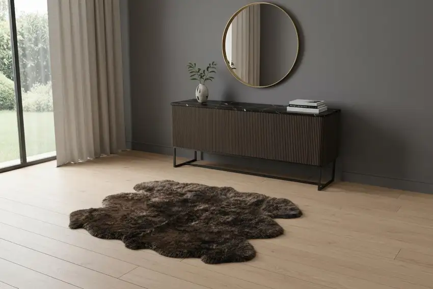 Chocolate Wool Sheepskin Handmade Area Rug Photo 1