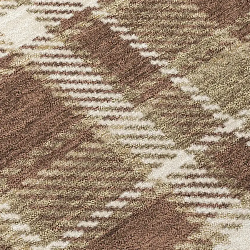 Chocolate and Ivory Plaid Washable Non Skid Indoor Outdoor Area Rug Photo 8