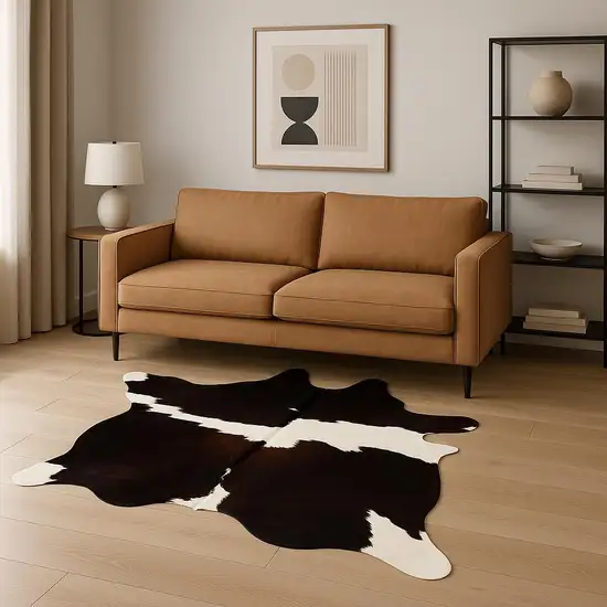 Brown And White Cowhide Cowhide Print Area Rug Photo 2