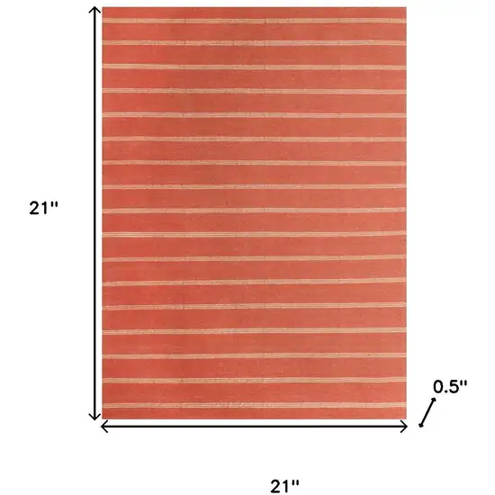 Cinnamon And Red Striped Hand Woven Square Rug Photo 3