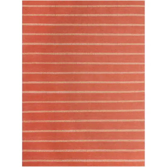 Cinnamon And Red Striped Hand Woven Square Rug Photo 2