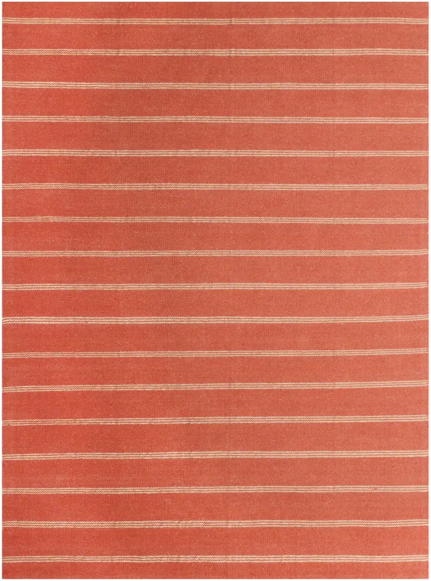 Cinnamon And Red Striped Hand Woven Square Rug Photo 2
