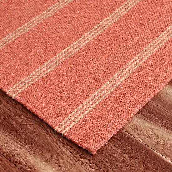 Cinnamon And Red Striped Hand Woven Square Rug Photo 8