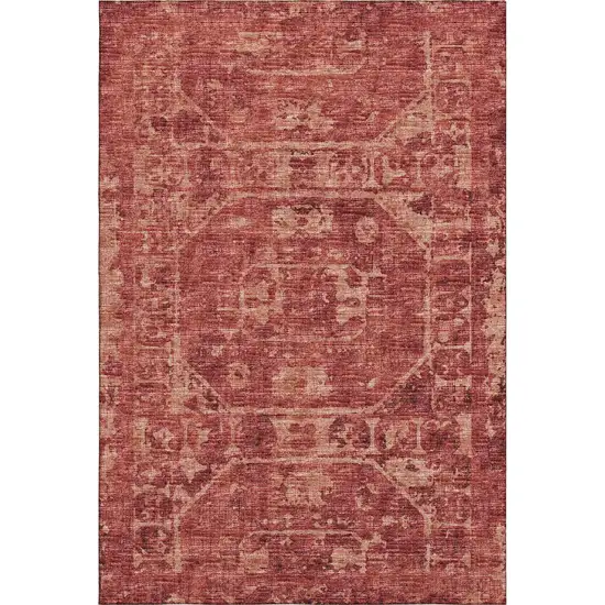 Cinnamon And Red Tribal Washable Indoor Outdoor Area Rug Photo 7