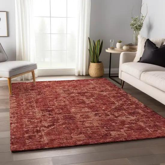 Cinnamon And Red Tribal Washable Indoor Outdoor Area Rug Photo 6