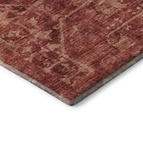 Cinnamon And Red Tribal Washable Indoor Outdoor Area Rug Photo 4