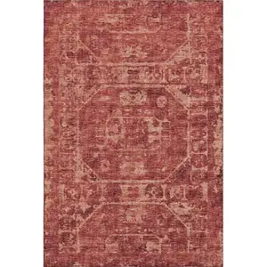 Photo of Cinnamon And Red Tribal Washable Indoor Outdoor Area Rug