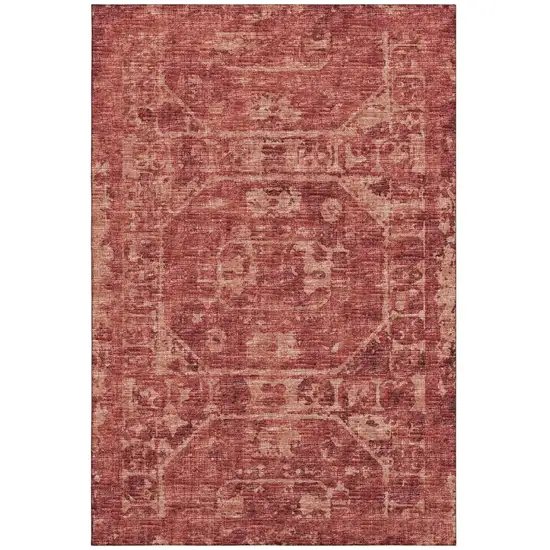 Cinnamon And Red Tribal Washable Indoor Outdoor Area Rug Photo 2