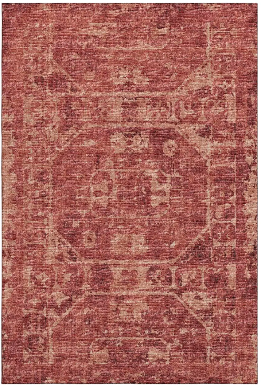 Cinnamon And Red Tribal Washable Indoor Outdoor Area Rug Photo 2