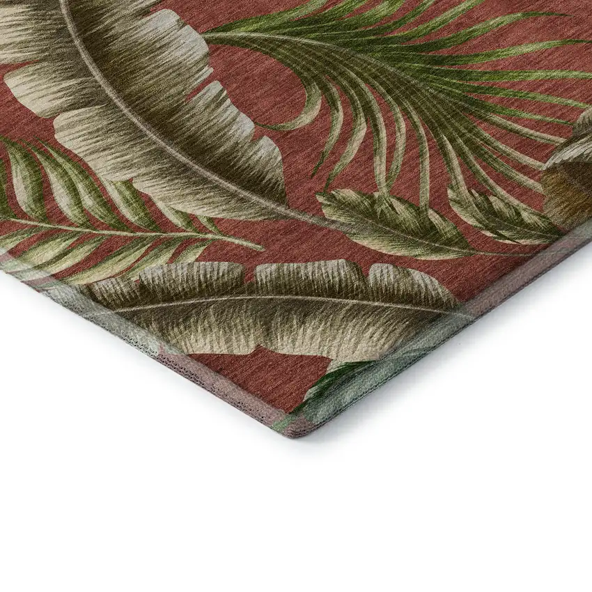 Cinnamon Green And Brown Geometric Washable Area Rug With UV Protection Photo 8