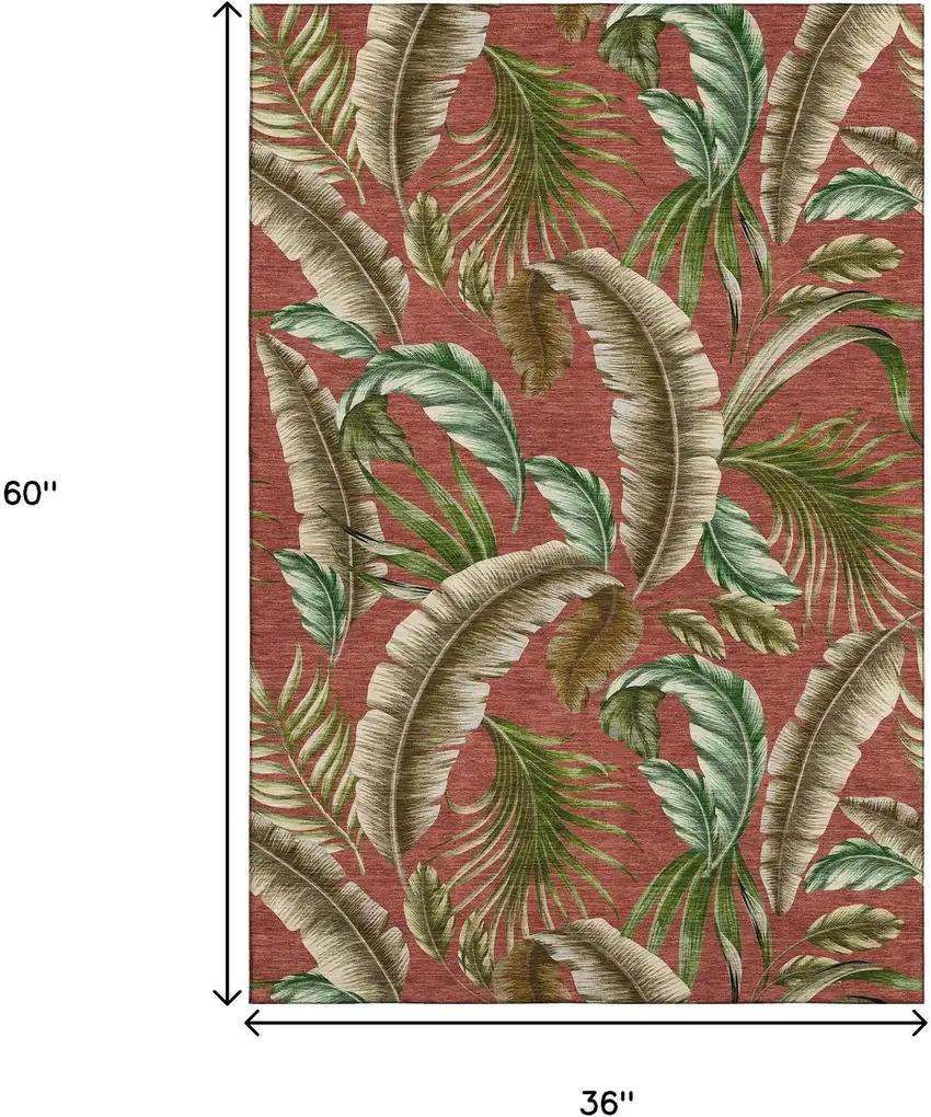 Cinnamon Green And Brown Geometric Washable Area Rug With UV Protection Photo 3