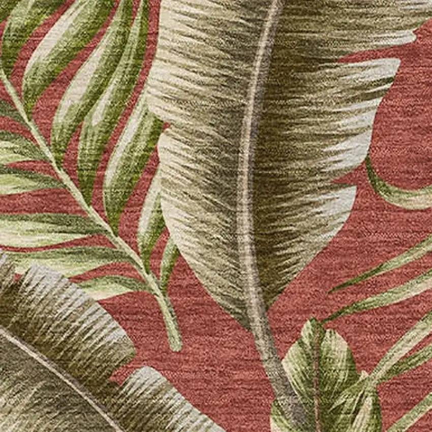 Cinnamon Green And Brown Geometric Washable Area Rug With UV Protection Photo 3