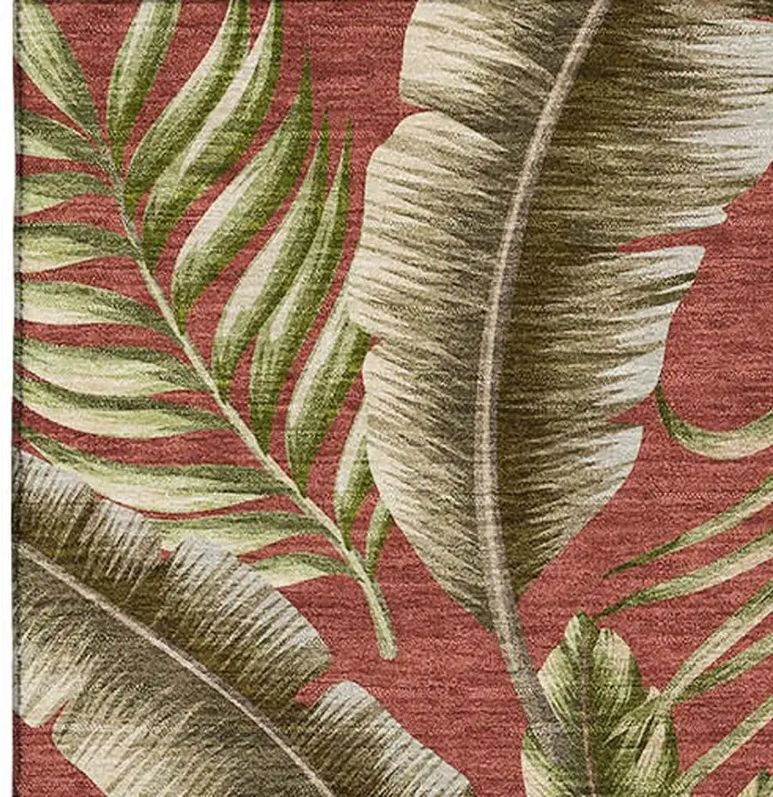 Cinnamon Green And Brown Geometric Washable Area Rug With UV Protection Photo 4