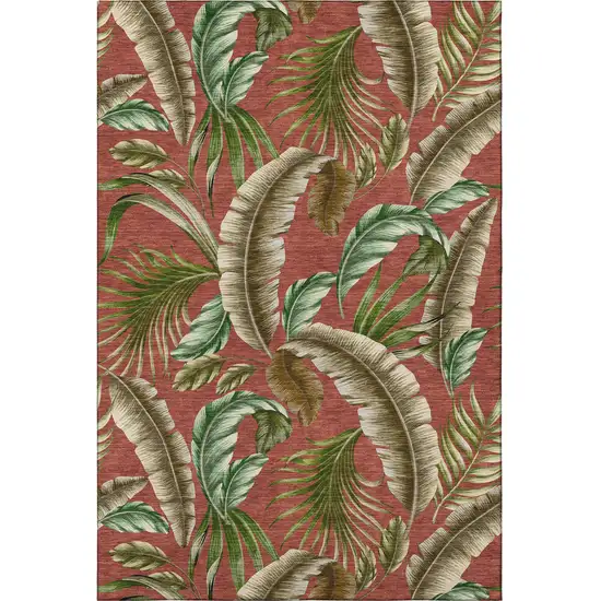 Cinnamon Green And Brown Geometric Washable Area Rug With UV Protection Photo 4