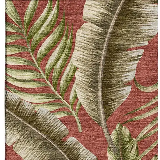 Cinnamon Green And Brown Geometric Washable Area Rug With UV Protection Photo 3