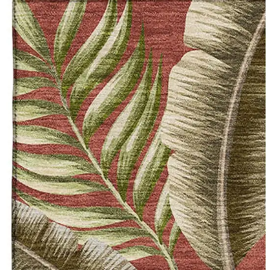 Cinnamon Green And Brown Geometric Washable Area Rug With UV Protection Photo 3