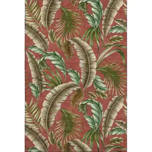 Photo of Cinnamon Green And Brown Geometric Washable Area Rug With UV Protection