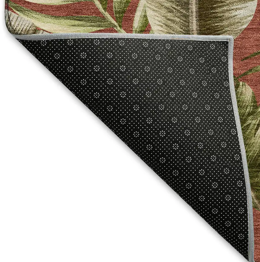 Cinnamon Green And Brown Geometric Washable Area Rug With UV Protection Photo 6