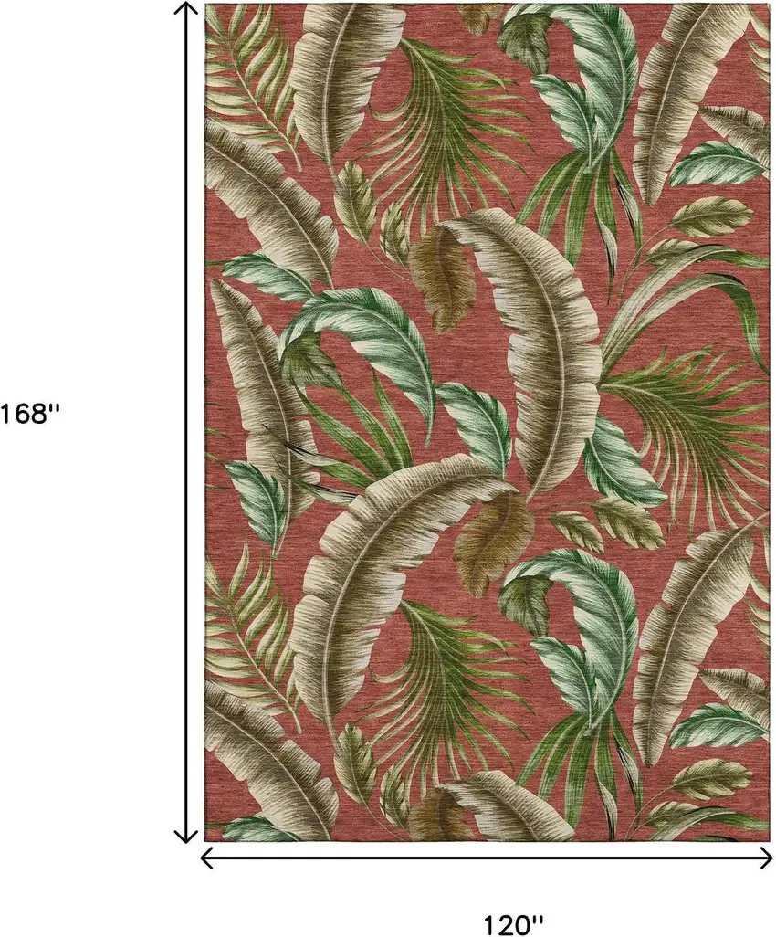 Cinnamon Green And Brown Geometric Washable Area Rug With UV Protection Photo 3