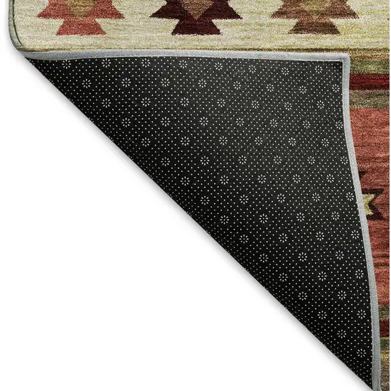 Cinnamon Ivory And Beige Geometric Washable Area Rug With UV Protection Photo 7