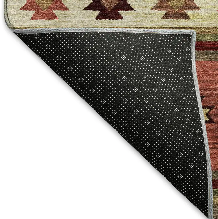 Cinnamon Ivory And Beige Geometric Washable Area Rug With UV Protection Photo 7