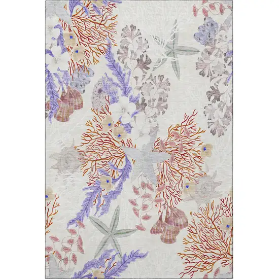 Cinnamon Ivory And Plum Geometric Washable Area Rug With UV Protection Photo 4