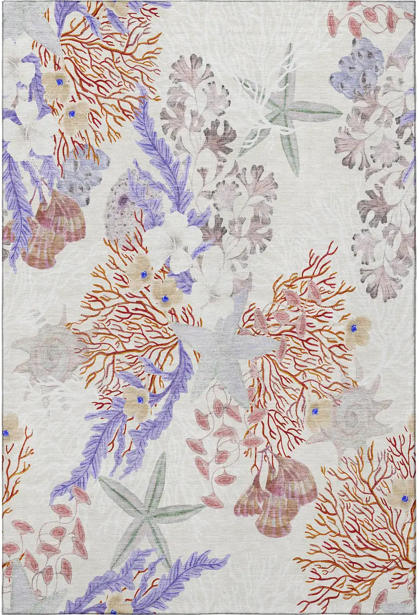 Cinnamon Ivory And Plum Geometric Washable Area Rug With UV Protection Photo 4