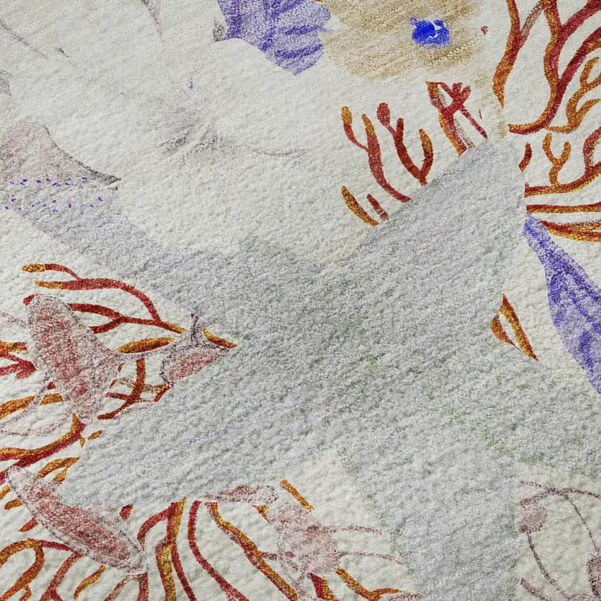 Cinnamon Ivory And Plum Geometric Washable Area Rug With UV Protection Photo 9