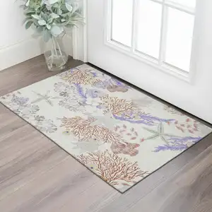 Photo of Cinnamon Ivory And Plum Geometric Washable Area Rug With UV Protection