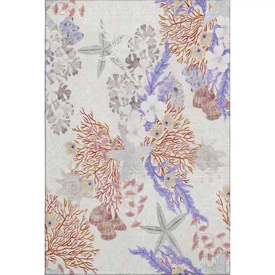 Cinnamon Ivory And Plum Geometric Washable Area Rug With UV Protection Photo 2