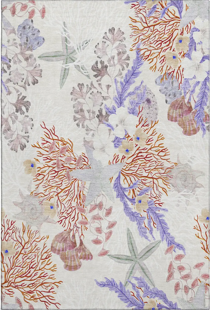 Cinnamon Ivory And Plum Geometric Washable Area Rug With UV Protection Photo 2