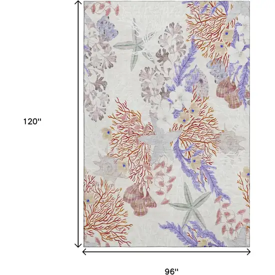 Cinnamon Ivory And Plum Geometric Washable Area Rug With UV Protection Photo 3