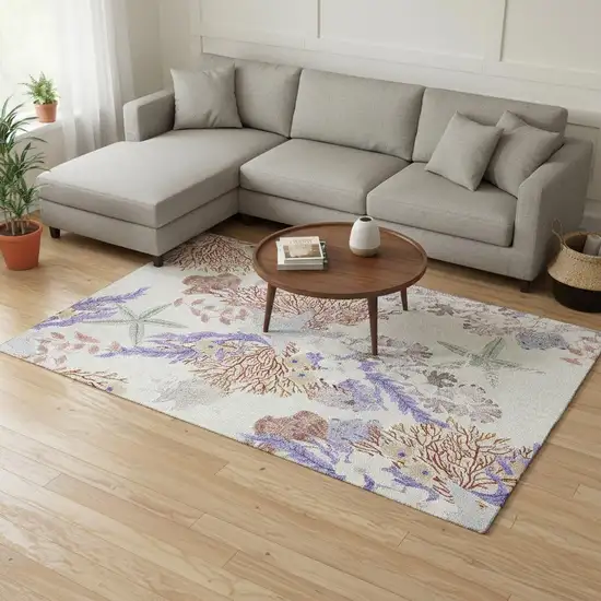 Cinnamon Ivory And Plum Geometric Washable Area Rug With UV Protection Photo 1