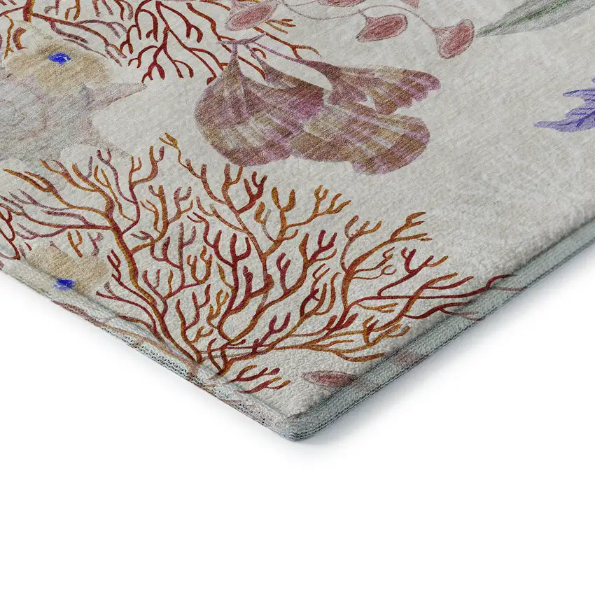 Cinnamon Ivory And Plum Geometric Washable Area Rug With UV Protection Photo 9