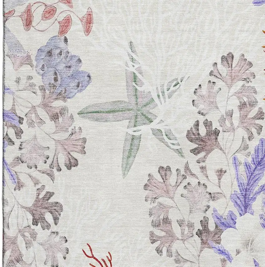 Cinnamon Ivory And Plum Geometric Washable Area Rug With UV Protection Photo 4