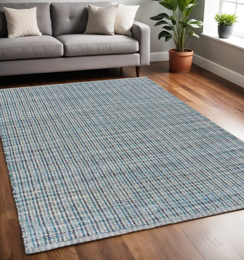 Classic Blue Jute Area Rug Photo 1