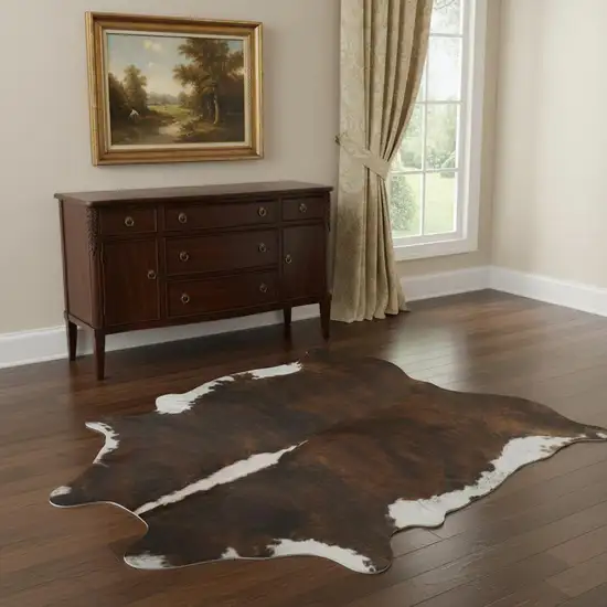 Brown And White Cowhide Handmade Area Rug Photo 1