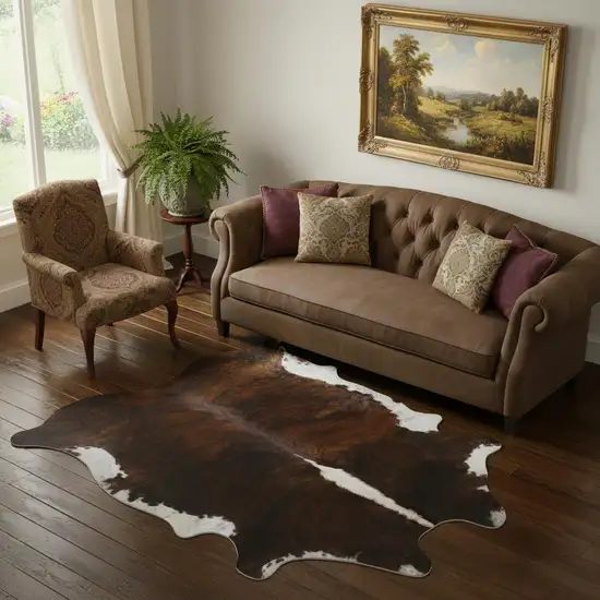 Brown And White Cowhide Handmade Area Rug Photo 1
