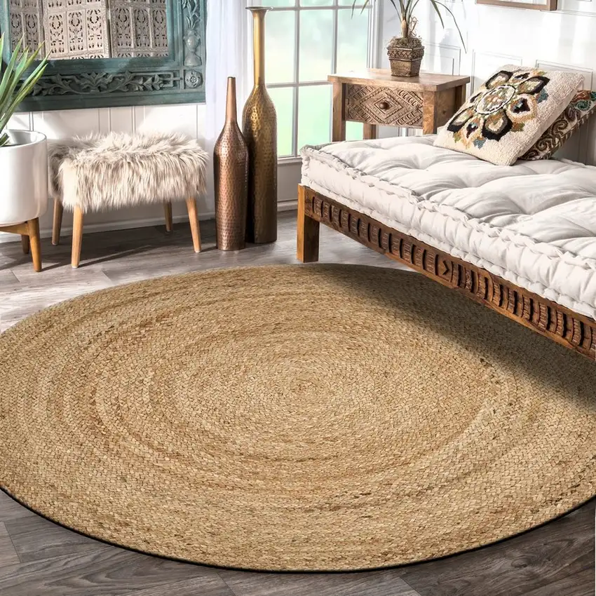 Classic Simple Natural Jute Area Rug Photo 8