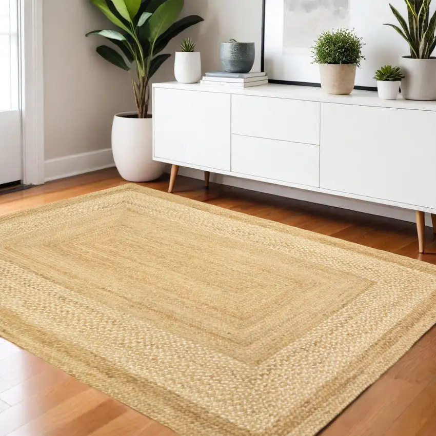 Classic Tan Bordered Area Rug Photo 2