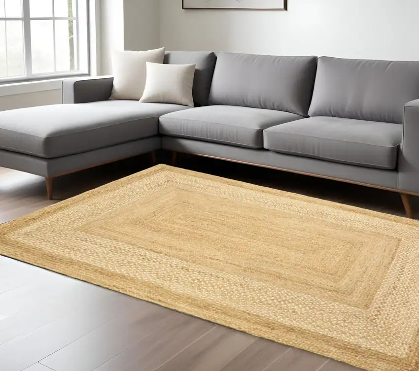 Classic Tan Bordered Area Rug Photo 2