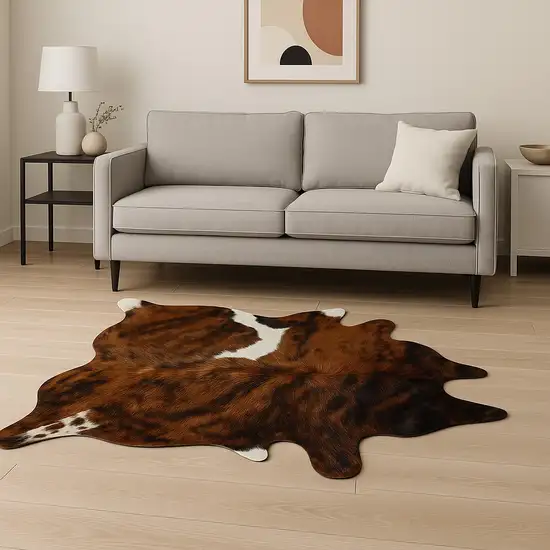 Brown And Black Cowhide Cowhide Print Area Rug Photo 1