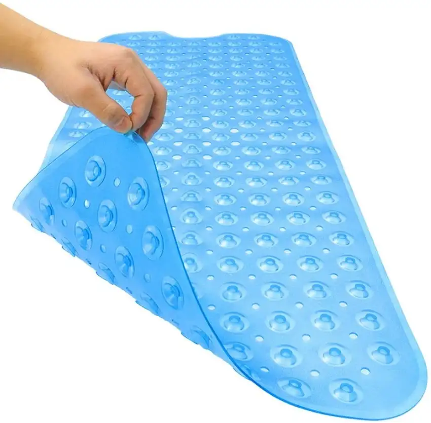 Clear Blue Oval Non Slip Bath Mat Photo 3